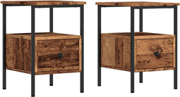 vidaXL - Nachtkastjes - 2 - st - 34x36x50 - cm - bewerkt - hout - oud - houtkleurig