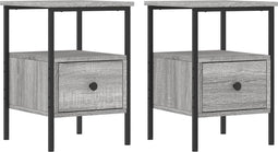 vidaXL - Nachtkastjes - 2 - st - 34x36x50 - cm - bewerkt - hout - grijs - sonoma - eiken