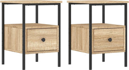 vidaXL - Nachtkastjes - 2 - st - 34x36x50 - cm - bewerkt - hout - sonoma - eikenkleurig