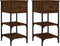 vidaXL - Nachtkastjes - 2 - st - 34x36x70 - cm - bewerkt - hout - bruin - eikenkleur