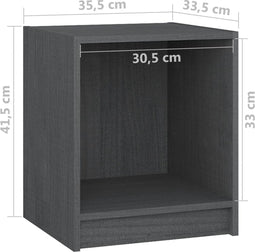 vidaXL - Nachtkastjes - 2 - st - 35,5x33,5x41,5 - cm - massief - grenenhout - grijs