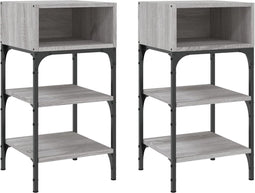 vidaXL - Nachtkastjes - 2 - st - 35x34,5x70 - cm - bewerkt - hout - grijs - sonoma - eiken