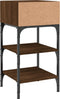 vidaXL - Nachtkastjes - 2 - st - 35x34,5x70 - cm - bewerkt - hout - bruin - eikenkleur