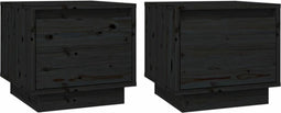 vidaXL - Nachtkastjes - 2 - st - 35x34x32 - cm - massief - grenenhout - zwart