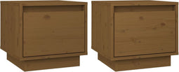vidaXL - Nachtkastjes - 2 - st - 35x34x32 - cm - massief - grenenhout - honingbruin
