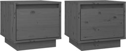 vidaXL - Nachtkastjes - 2 - st - 35x34x32 - cm - massief - grenenhout - grijs