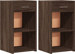 vidaXL - Nachtkastjes - 2 - st - 35x34x65 - cm - bewerkt - hout - bruin - eikenkleurig