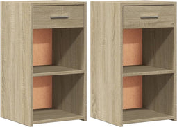 vidaXL - Nachtkastjes - 2 - st - 35x34x65 - cm - bewerkt - hout - sonoma - eikenkleurig