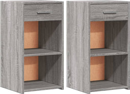 vidaXL - Nachtkastjes - 2 - st - 35x34x65 - cm - bewerkt - hout - grijs - sonoma - eiken