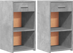 vidaXL - Nachtkastjes - 2 - st - 35x34x65 - cm - bewerkt - hout - betongrijs