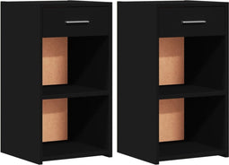 vidaXL - Nachtkastjes - 2 - st - 35x34x65 - cm - bewerkt - hout - zwart