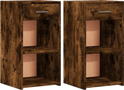 vidaXL - Nachtkastjes - 2 - st - 35x34x65 - cm - bewerkt - hout - gerookt - eikenkleurig