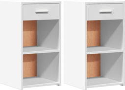 vidaXL - Nachtkastjes - 2 - st - 35x34x65 - cm - bewerkt - hout - wit
