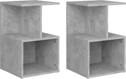 vidaXL - Nachtkastjes - 2 - st - 35x35x55 - cm - bewerkt - hout - betongrijs