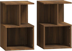 vidaXL - Nachtkastjes - 2 - st - 35x35x55 - cm - bewerkt - hout - bruin - eikenkleur