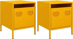 vidaXL - Nachtkastjes - 2 - st - 35x39x43,5 - cm - staal - mosterdgeel
