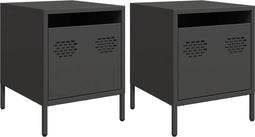 vidaXL - Nachtkastjes - 2 - st - 35x39x43,5 - cm - staal - zwart