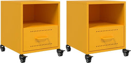 vidaXL - Nachtkastjes - 2 - st - 36x39x43,5 - cm - staal - mosterdgeel