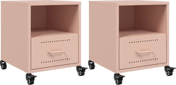 vidaXL - Nachtkastjes - 2 - st - 36x39x43,5 - cm - staal - roze