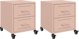 vidaXL - Nachtkastjes - 2 - st - 36x39x43,5 - cm - staal - roze