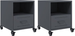 vidaXL - Nachtkastjes - 2 - st - 36x39x43,5 - cm - staal - antracietkleurig