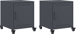 vidaXL - Nachtkastjes - 2 - st - 36x39x43,5 - cm - staal - antracietkleurig