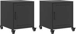 vidaXL - Nachtkastjes - 2 - st - 36x39x43,5 - cm - staal - zwart