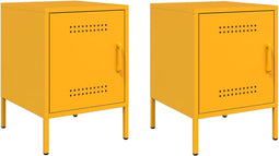 vidaXL - Nachtkastjes - 2 - st - 36x39x50,5 - cm - staal - mosterdgeel
