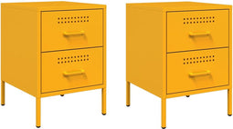 vidaXL - Nachtkastjes - 2 - st - 36x39x50,5 - cm - staal - mosterdgeel
