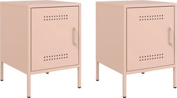 vidaXL - Nachtkastjes - 2 - st - 36x39x50,5 - cm - staal - roze