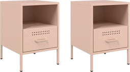 vidaXL - Nachtkastjes - 2 - st - 36x39x50,5 - cm - staal - roze