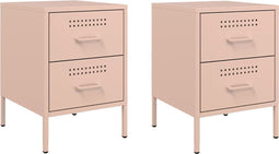vidaXL - Nachtkastjes - 2 - st - 36x39x50,5 - cm - staal - roze