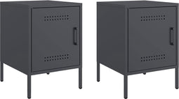 vidaXL - Nachtkastjes - 2 - st - 36x39x50,5 - cm - staal - antracietkleurig