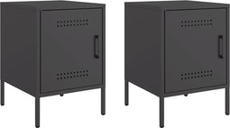 vidaXL - Nachtkastjes - 2 - st - 36x39x50,5 - cm - staal - zwart