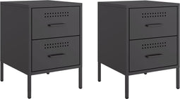 vidaXL - Nachtkastjes - 2 - st - 36x39x50,5 - cm - staal - zwart