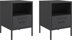 vidaXL - Nachtkastjes - 2 - st - 36x39x50,5 - cm - staal - zwart