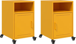 vidaXL - Nachtkastjes - 2 - st - 36x39x59 - cm - staal - mosterdgeel