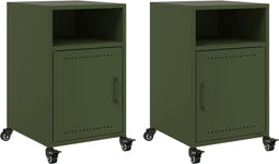 vidaXL - Nachtkastjes - 2 - st - 36x39x59 - cm - staal - olijfgroen