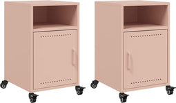 vidaXL - Nachtkastjes - 2 - st - 36x39x59 - cm - staal - roze