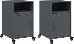 vidaXL - Nachtkastjes - 2 - st - 36x39x59 - cm - staal - antracietkleurig
