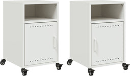 vidaXL - Nachtkastjes - 2 - st - 36x39x59 - cm - staal - wit