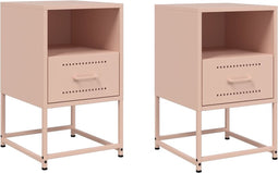 vidaXL - Nachtkastjes - 2 - st - 36x39x60,5 - cm - staal - roze