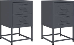vidaXL - Nachtkastjes - 2 - st - 36x39x60,5 - cm - staal - antracietkleurig
