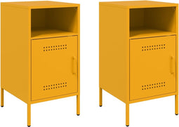 vidaXL - Nachtkastjes - 2 - st - 36x39x68 - cm - staal - mosterdgeel