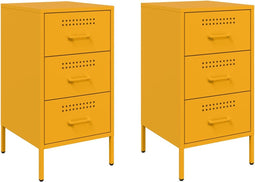 vidaXL - Nachtkastjes - 2 - st - 36x39x68 - cm - staal - mosterdgeel
