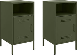 vidaXL - Nachtkastjes - 2 - st - 36x39x68 - cm - staal - olijfgroen