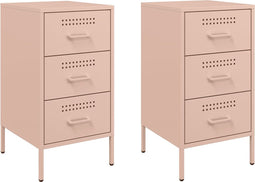 vidaXL - Nachtkastjes - 2 - st - 36x39x68 - cm - staal - roze
