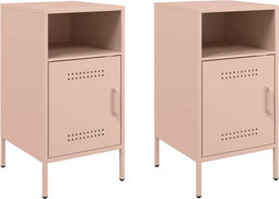 vidaXL - Nachtkastjes - 2 - st - 36x39x68 - cm - staal - roze