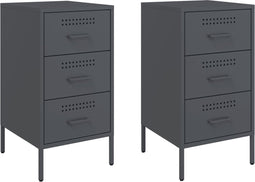 vidaXL - Nachtkastjes - 2 - st - 36x39x68 - cm - staal - antracietkleurig