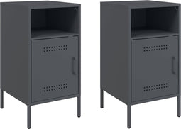vidaXL - Nachtkastjes - 2 - st - 36x39x68 - cm - staal - antracietkleurig